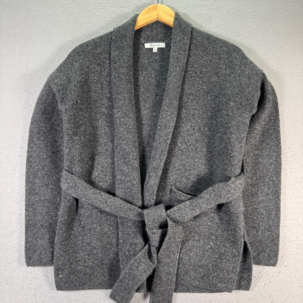 Madewell Donegal Tie-Waist Cardigan Sweater‎ Womens XXS Gray Wool Blend Knit